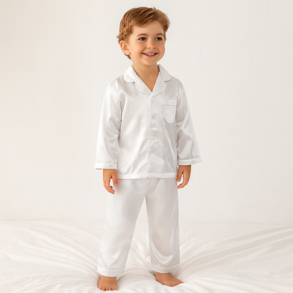 Comfortable Kids' Pajama Set - Elastic Waist Pants and Button-Up Shirt