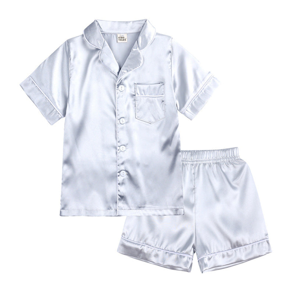 Comfortable Kids' Pajama Set - Elastic Waist Pants and Button-Up Shirt