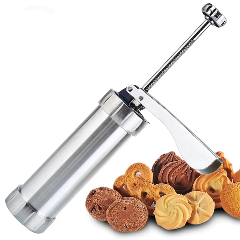 Cookie Press in Stainless Steel with Multiple Baking Attachments