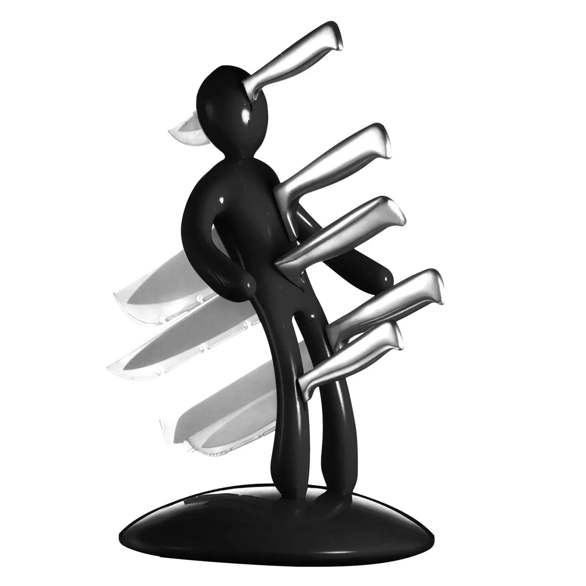 Space-Saving Kitchen Organizer with Five-Slot Human-Shaped Knife Holder