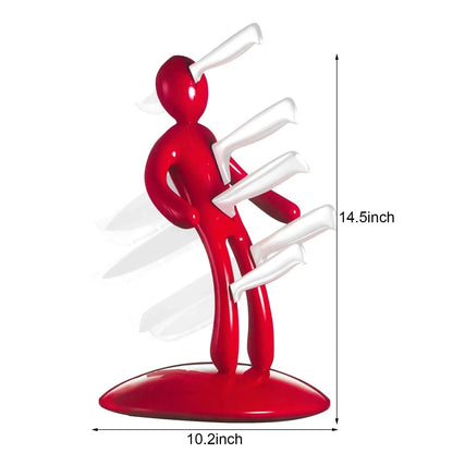 Space-Saving Kitchen Organizer with Five-Slot Human-Shaped Knife Holder
