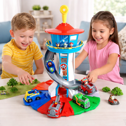Kids' Playset – Indoor/Outdoor Car Track with Sliding Tower