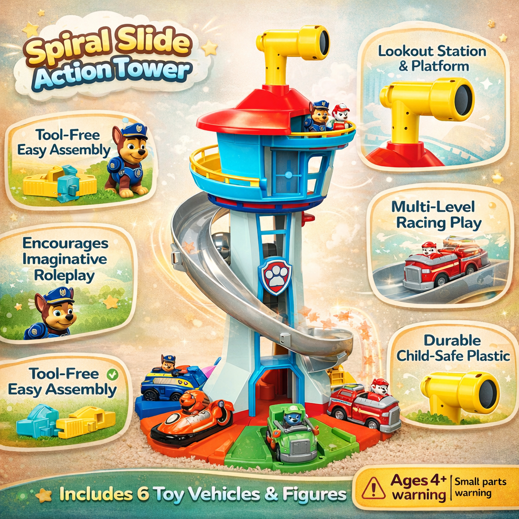 Kids' Playset – Indoor/Outdoor Car Track with Sliding Tower