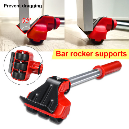 Moving Furniture Kit with Lift Bar and 360-Degree Rotating Discs