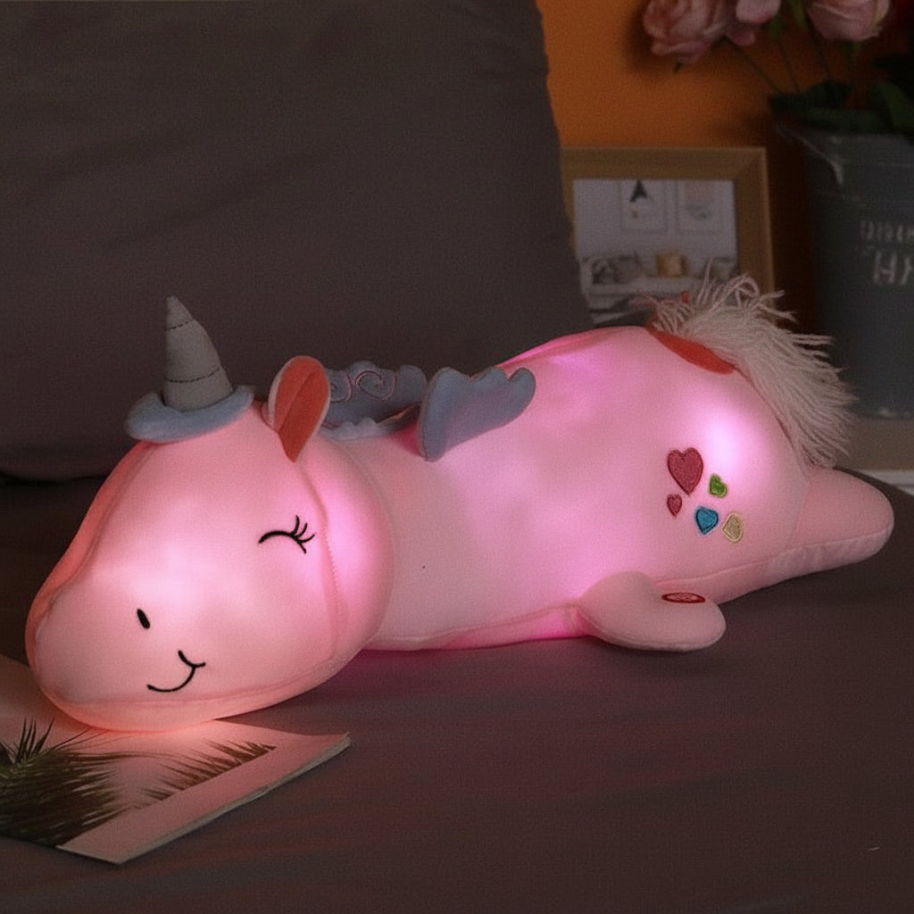 Soft Unicorn Plush Toy with Soothing LED Night Light for Sleep