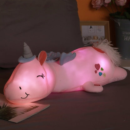 Soft Unicorn Plush Toy with Soothing LED Night Light for Sleep