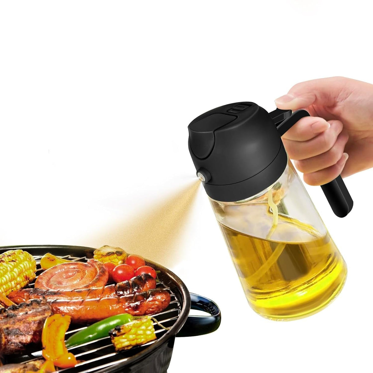 Adjustable Mist Olive Oil Spray Bottle – 2-in-1 for Cooking