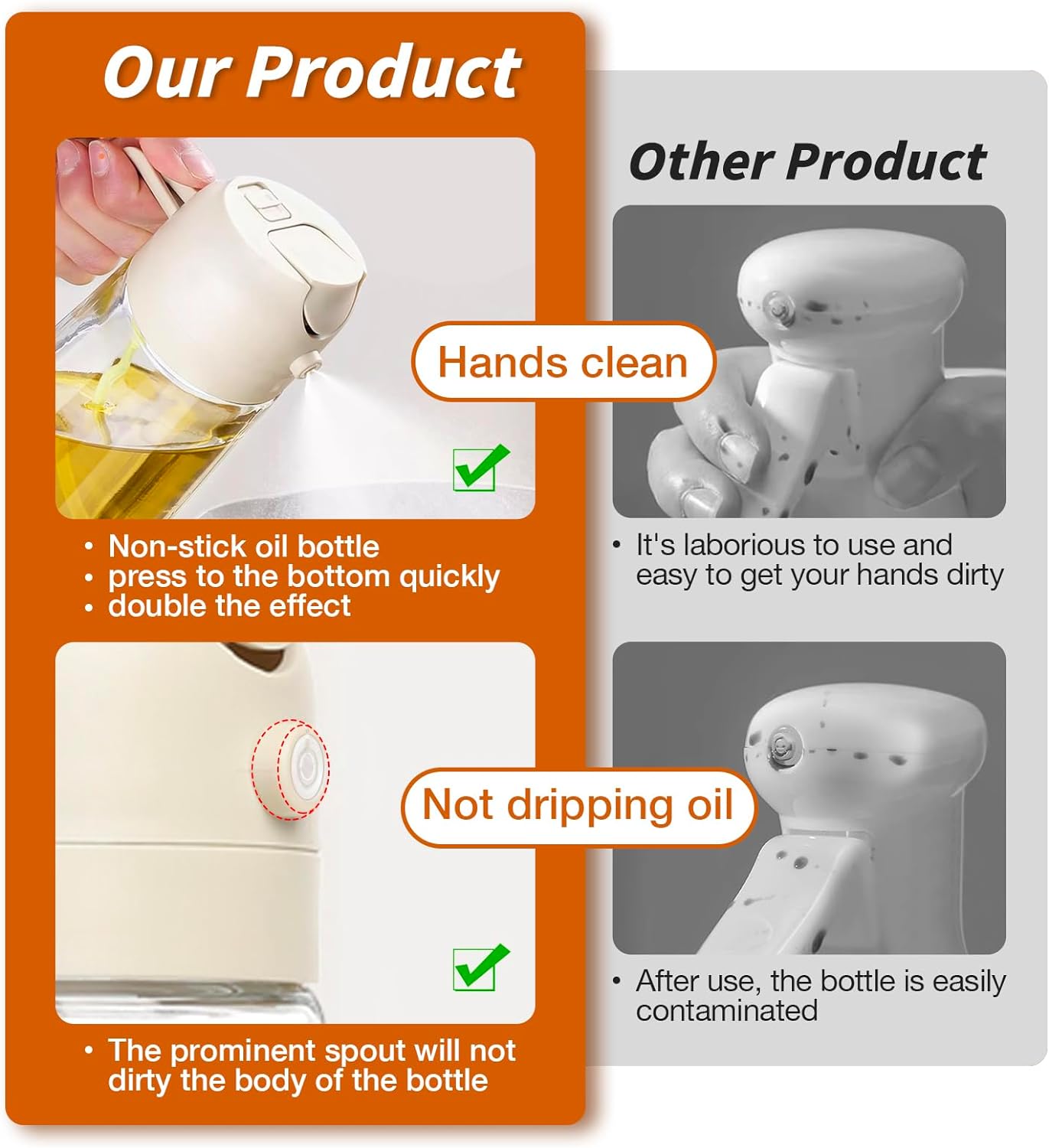 Adjustable Mist Olive Oil Spray Bottle – 2-in-1 for Cooking