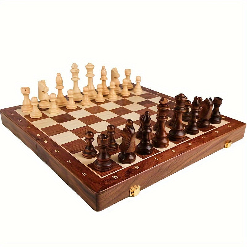 Foldable Magnetic Travel Chess Board Set with 32 Pieces and Storage, 11.8 x 11.8 Inches