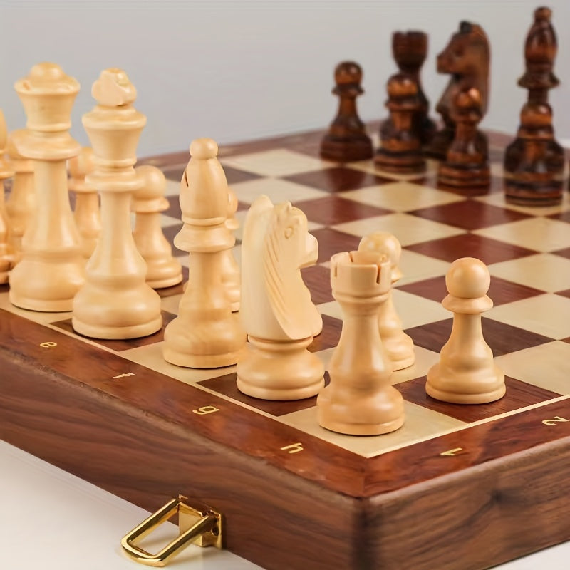 Foldable Magnetic Travel Chess Board Set with 32 Pieces and Storage, 11.8 x 11.8 Inches