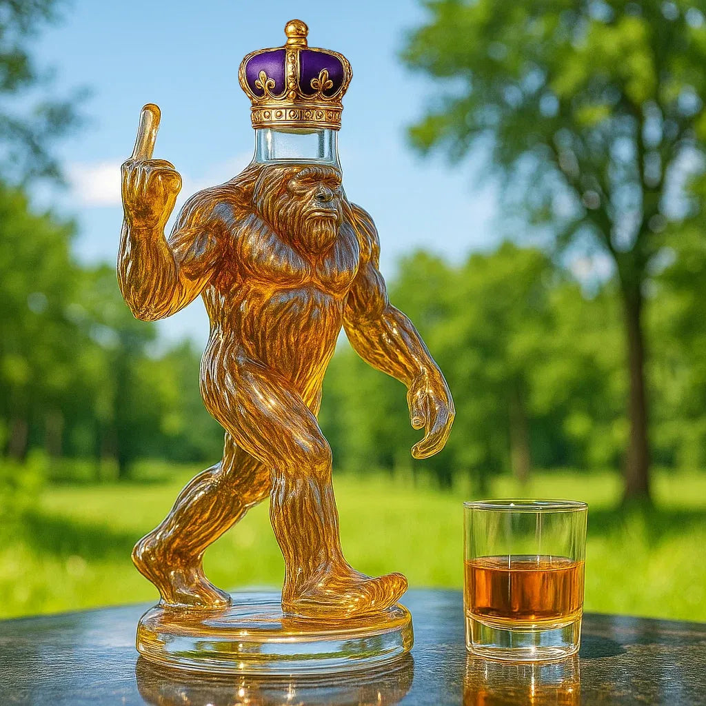Artisan Glass Decanter with Whimsical Forest Creature Design, 25.3 oz Gift Set