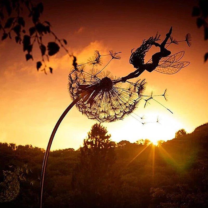 Metal Stem Fairy Wind Spinner - Whimsical Garden Stake Decor