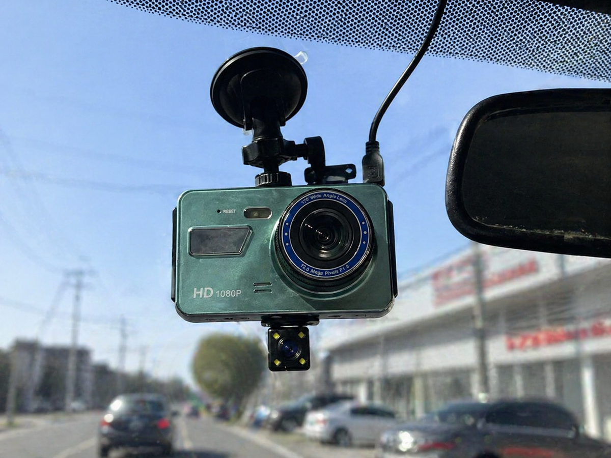4-Inch Screen Dash Cam with Dual Lenses and Night Vision