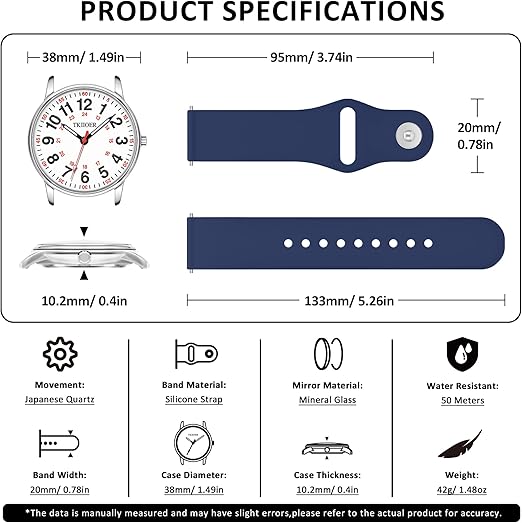 Luminous Display Waterproof Watch for Healthcare Professionals – Military Time