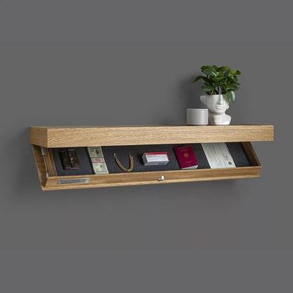 Wooden Wall Shelf with Hidden Storage for Modern Minimalist Decor