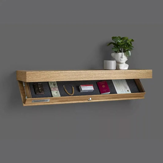 Wooden Wall Shelf with Hidden Storage for Modern Minimalist Decor