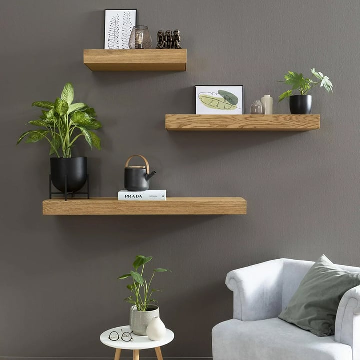 Wooden Wall Shelf with Hidden Storage for Modern Minimalist Decor