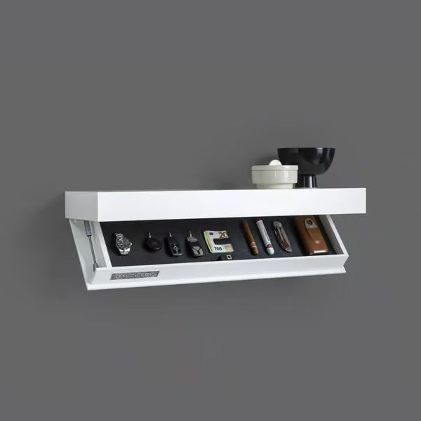 Wooden Wall Shelf with Hidden Storage for Modern Minimalist Decor