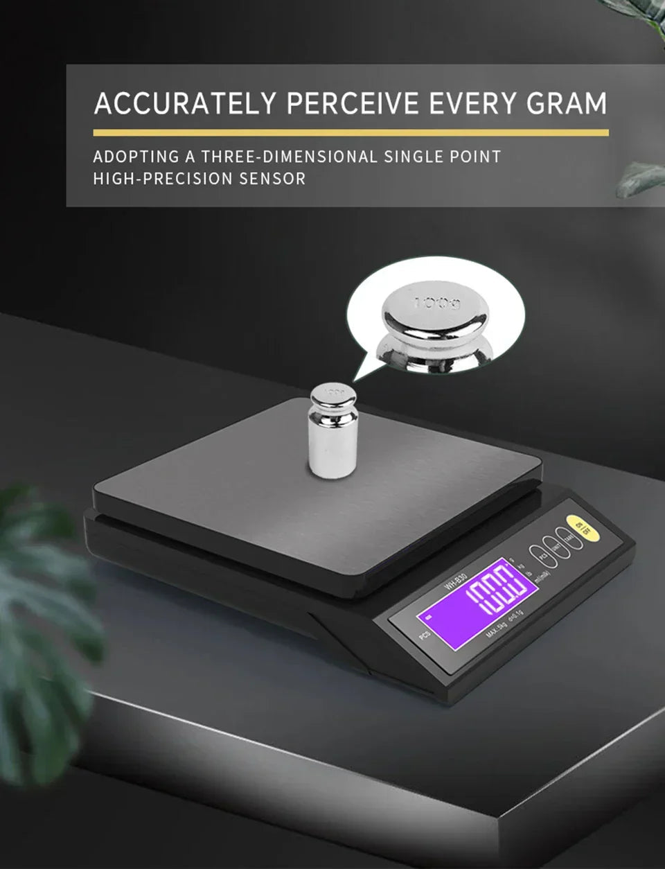 LCD Display Kitchen Scale in Waterproof Stainless Steel for Precision Weighing