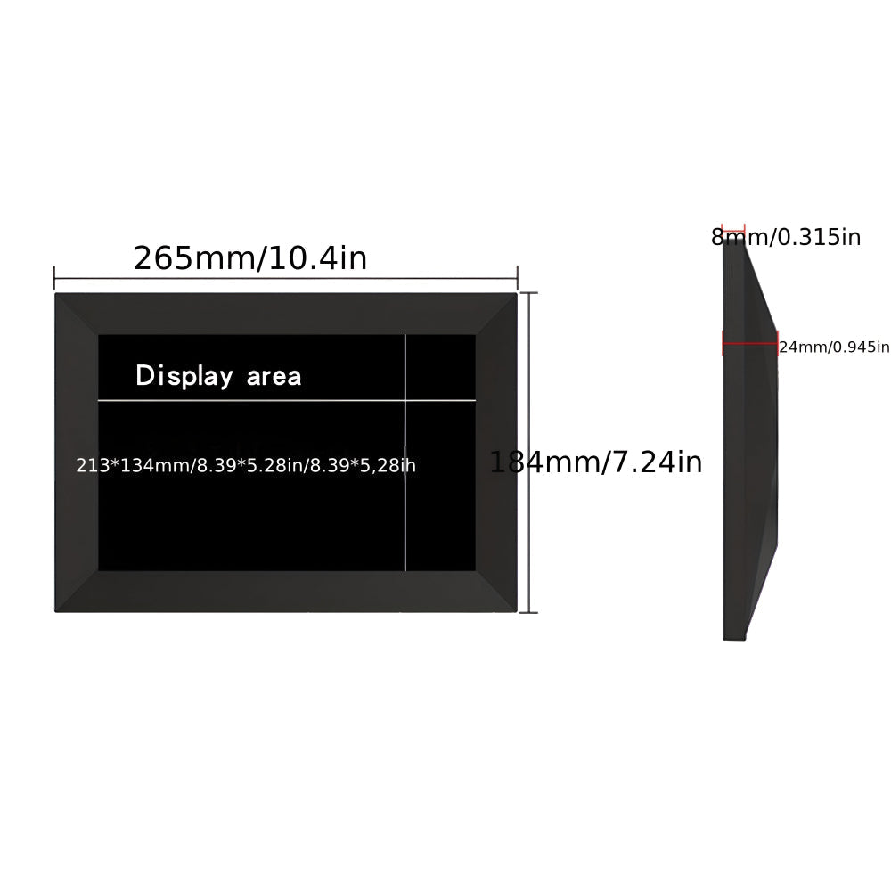 Touchscreen HD Digital Photo Frame with WiFi and Slideshow Feature