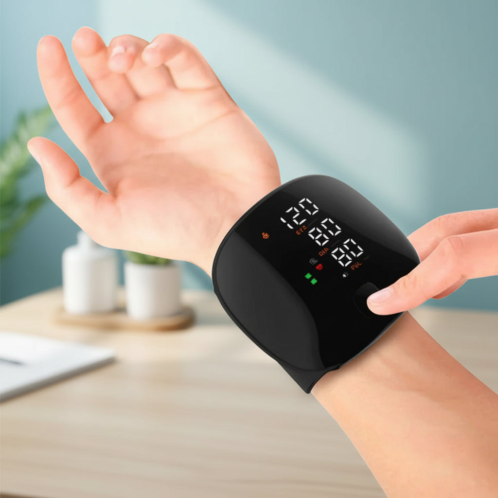 Wrist Blood Pressure Monitor – Portable with One-Touch LED Screen