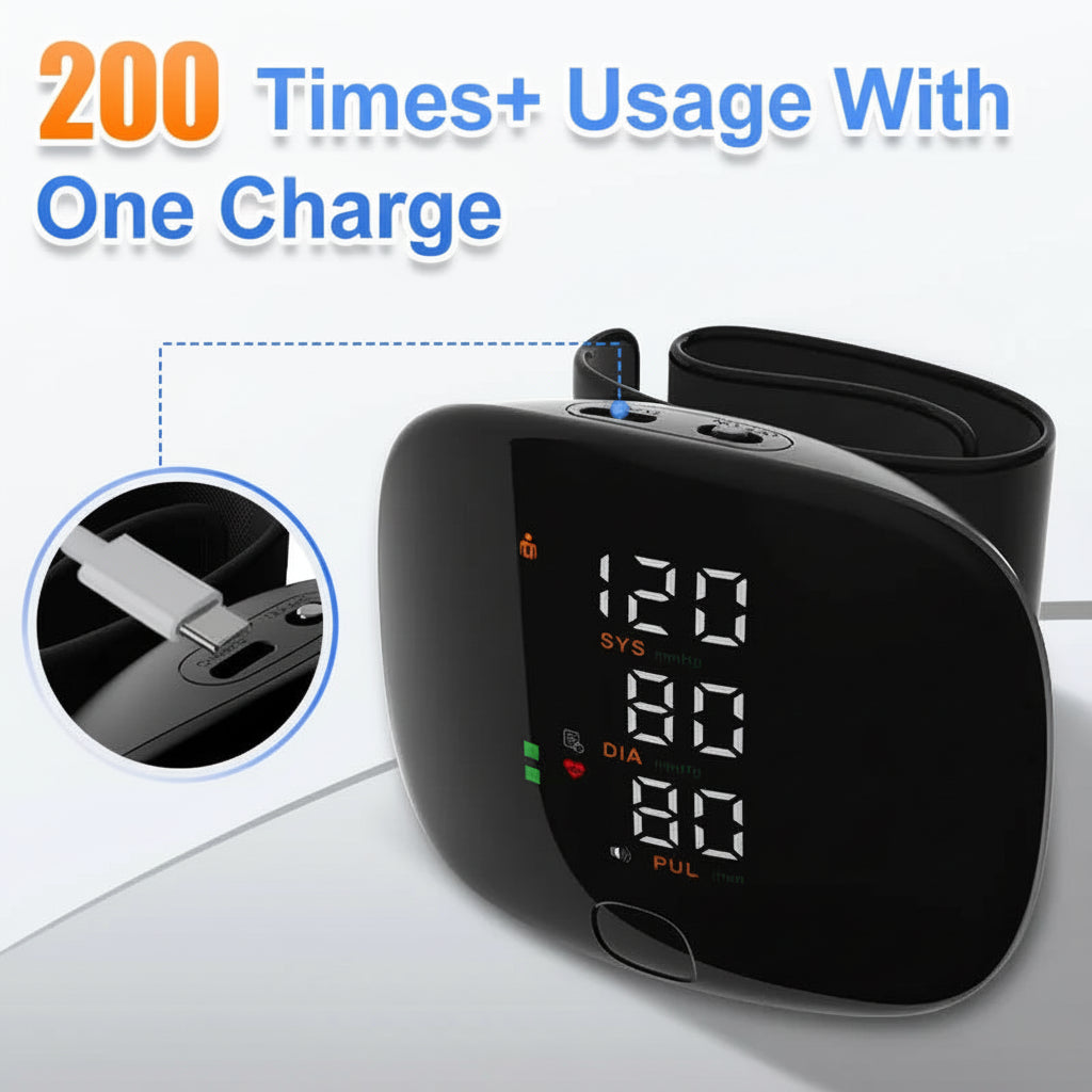 Wrist Blood Pressure Monitor – Portable with One-Touch LED Screen