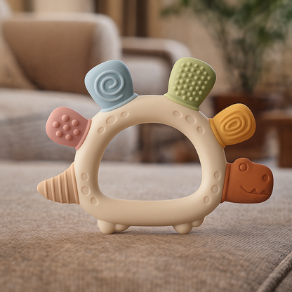 Silicone Chew Toy for Infants – Dino Shaped Teether