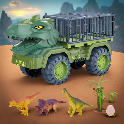 Dinosaur Figures Playset with Toy Truck and Cage Design