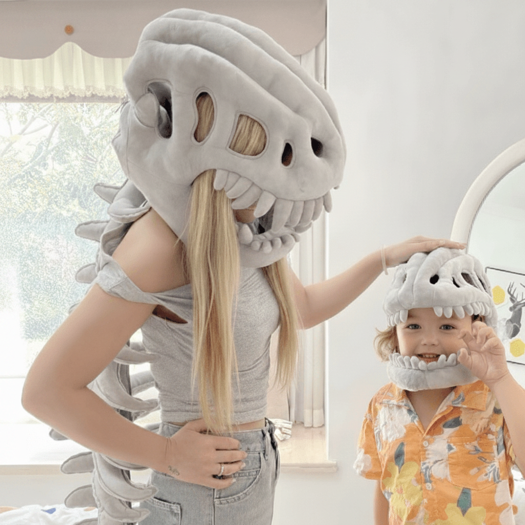 Children's 3D Plush Dinosaur Skeleton Costume for Halloween Dress-Up