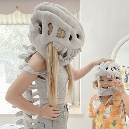 Children's 3D Plush Dinosaur Skeleton Costume for Halloween Dress-Up