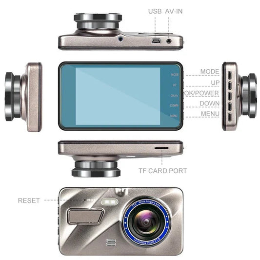 1080p HD Front and Rear Dual Dash Cam System with Night Vision
