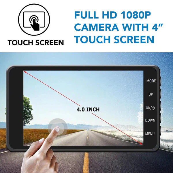 1080p HD Front and Rear Dual Dash Cam System with Night Vision