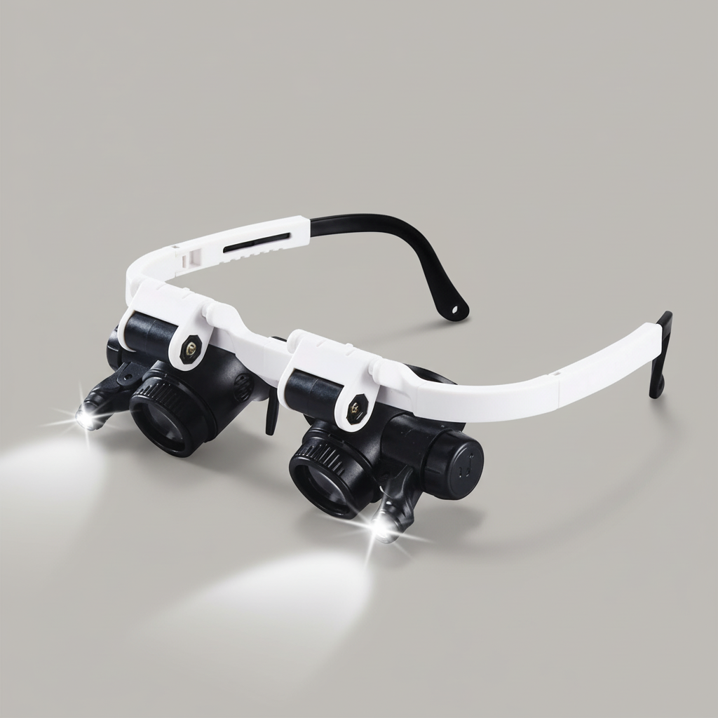 Ergonomic Dual Lens Magnifying Glasses with Adjustable LED Light