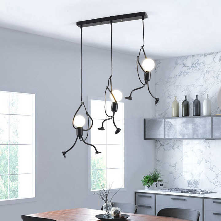 LED Ceiling Light with Warm Illumination and Metal Frame for Character Design