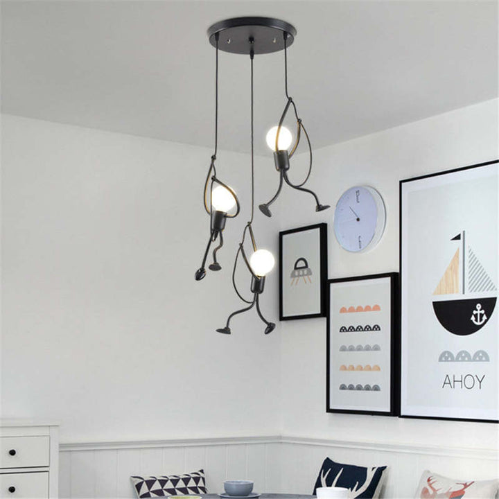 LED Ceiling Light with Warm Illumination and Metal Frame for Character Design