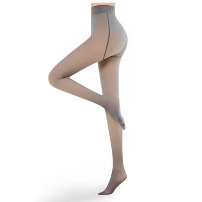 Warm Fleece-Lined Tights for Women - Sheer Thermal Pantyhose in Gray, Brown, Black