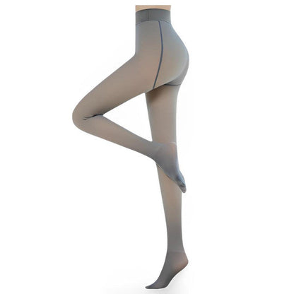 Warm Fleece-Lined Tights for Women - Sheer Thermal Pantyhose in Gray, Brown, Black