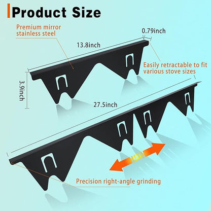 Adjustable Stainless Steel Stove Gap Cover with Spring Tension, 13.8-27.5in