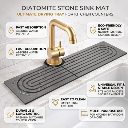 Eco-Friendly Quick-Drying Countertop Protector - Diatomite Sink Mat
