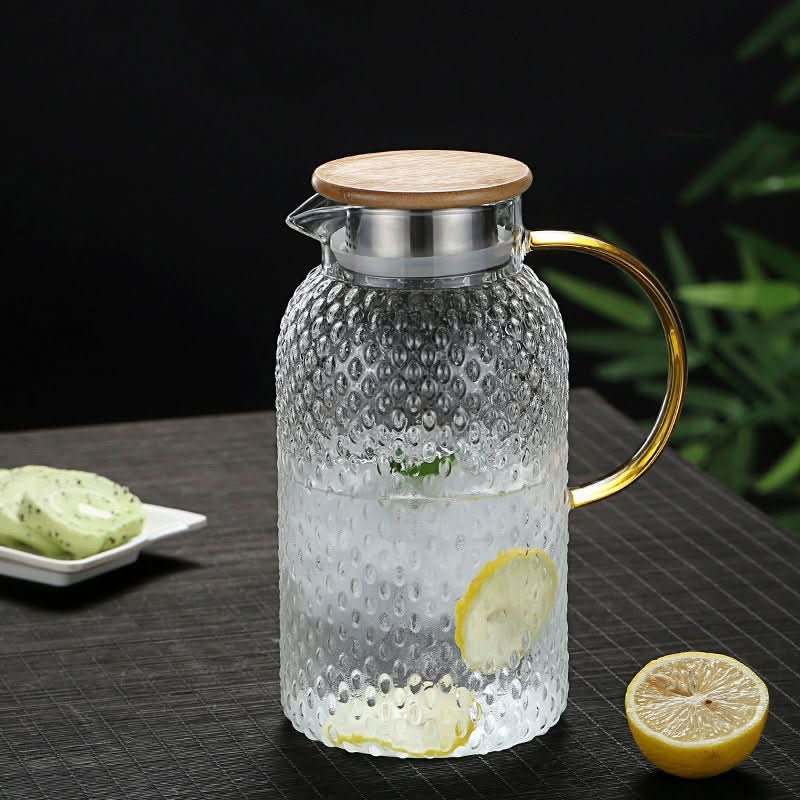 Eco-Friendly Glass Beverage Pitcher with Bamboo Lid | Heat-Resistant
