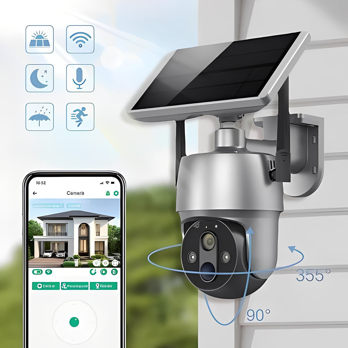 Outdoor Security Camera with 1080P HD, Motion Detection, Solar-Powered