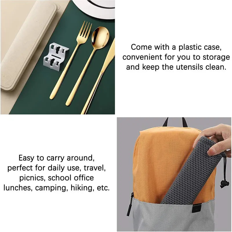 Eco-Friendly Dining Set – Portable Stainless Steel Cutlery Utensils