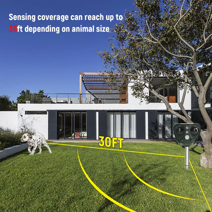 Ultrasonic Bird Deterrent with Solar Power and LED Lighting