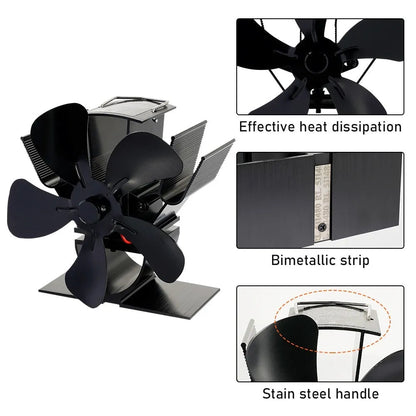 Adjustable Temperature Control Wood Stove Fan for Quiet Heat Distribution