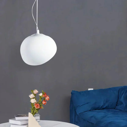 Contemporary White Stone Hanging Light Fixture