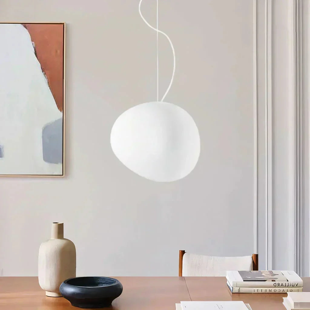 Contemporary White Stone Hanging Light Fixture