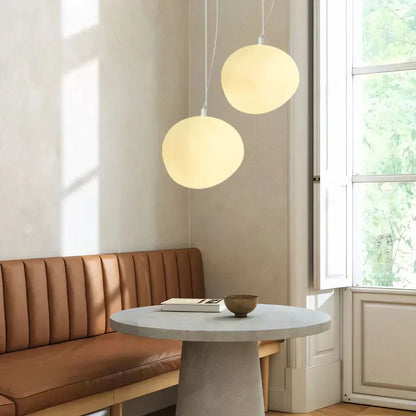 Contemporary White Stone Hanging Light Fixture