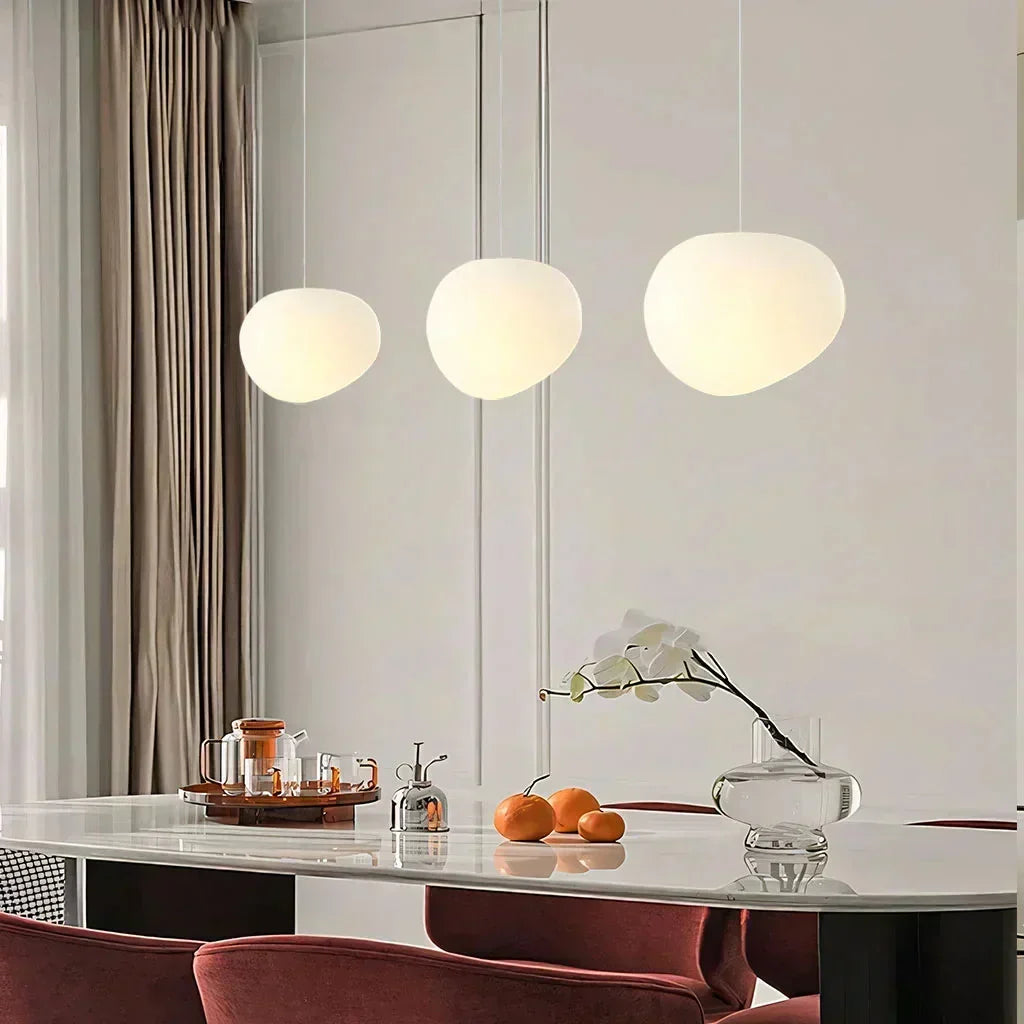 Contemporary White Stone Hanging Light Fixture