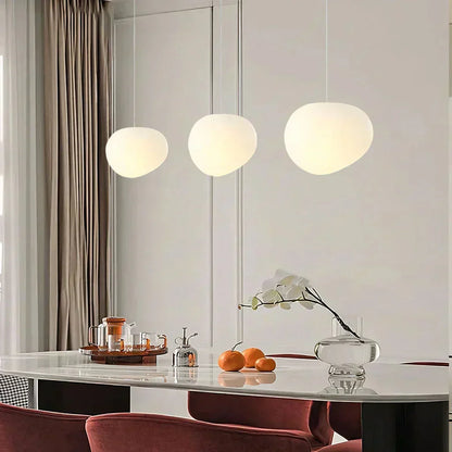 Contemporary White Stone Hanging Light Fixture