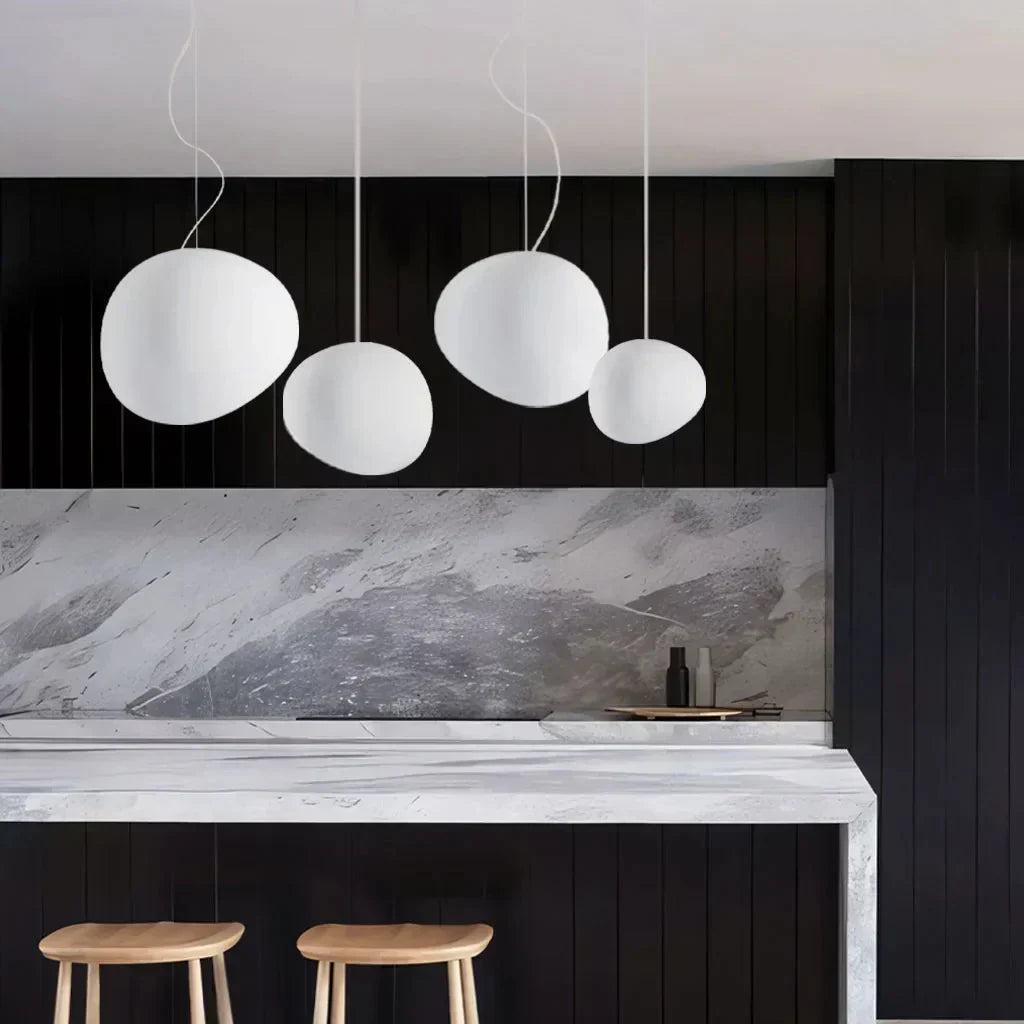Contemporary White Stone Hanging Light Fixture